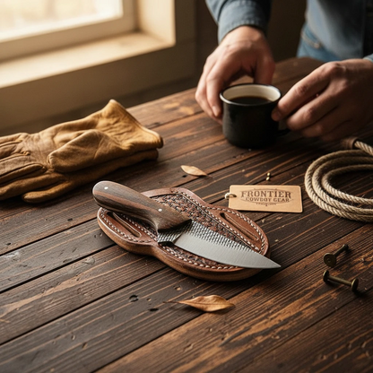 The Lone Ranger – Custom Handmade Farrier Rasp Steel Knife with Rosewood Handle & Leather Sheath